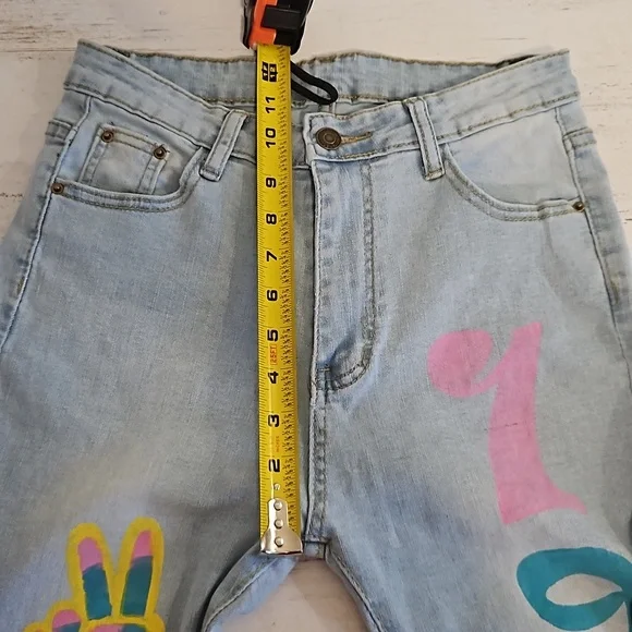 Shein Graphic 1999 Buterfly High Rise Skinny Jeans Size Medium - Picture 7 of 11